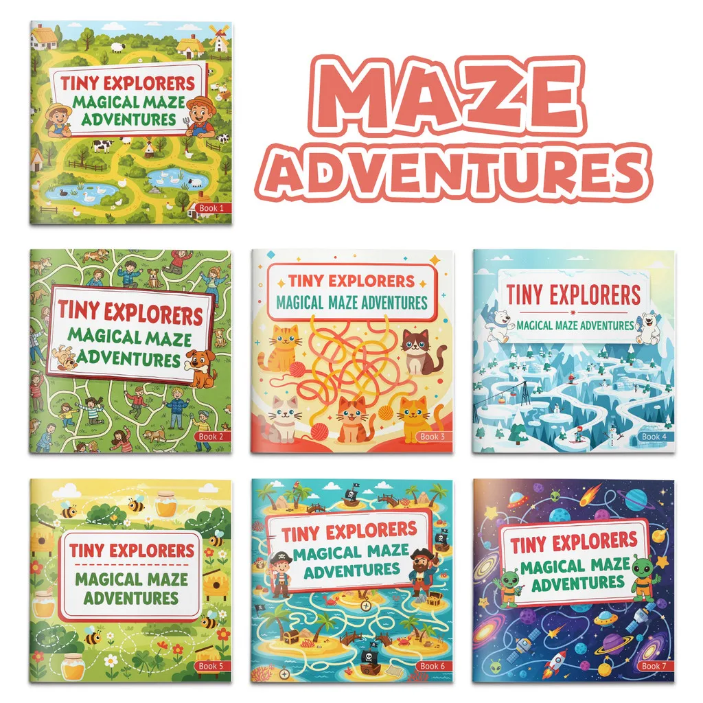

Tiny Explorers — Magical Maze Adventures| Maze Puzzle Books • Preschool Activity & Puzzle Workbook Bundle