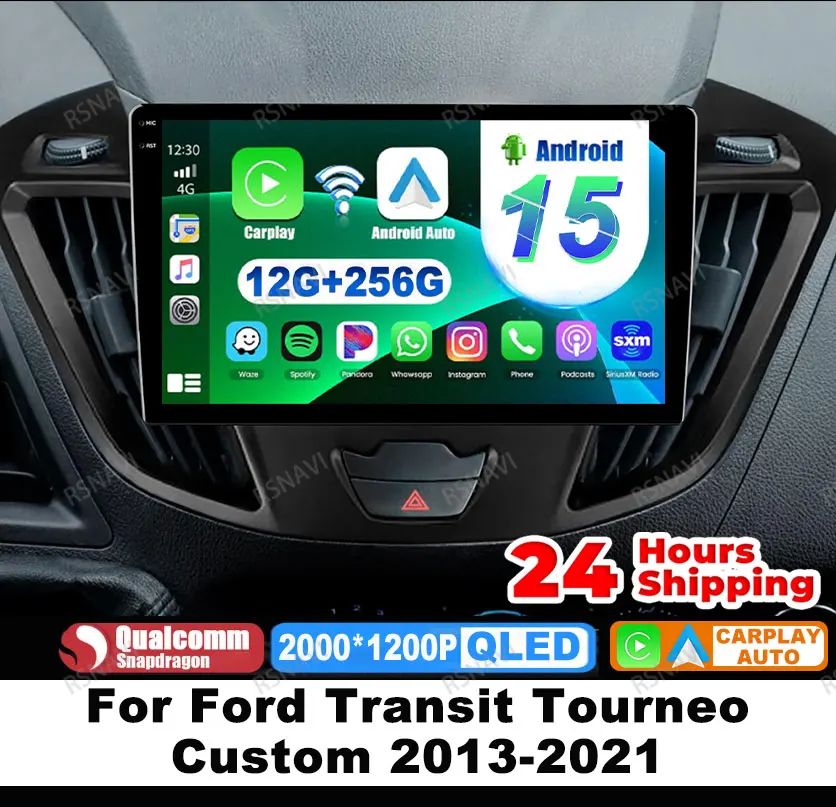 

Car Radio Android 15 For Ford Transit Tourneo Custom 2013-2021 Head Unit 4G LTE Autoradio Navigation DSP Qualcomm Multimedia DVD
