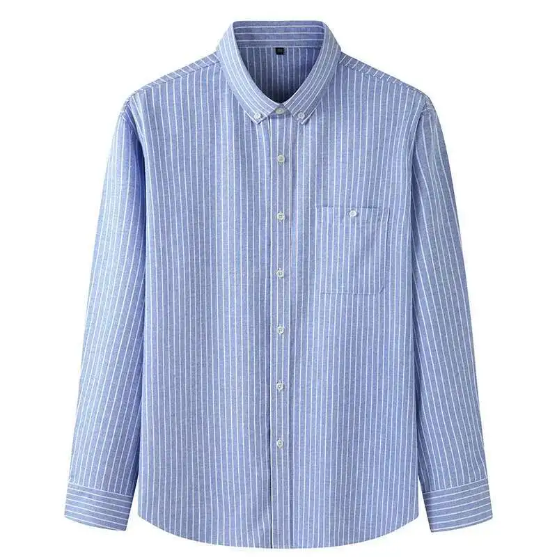 

New Autumn Plus Large Size 8XL 159Cm Chest Mens Business Casual Long Sleeved Shirt Classic Male Blue Social Dress Shirts