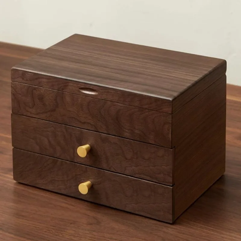 علبة مجوهرات خشبية كبيرة صندوق منظم المجوهرات المحمولة حلقة قلادة صناديق التخزين الرجعية سيدة القرط قلادة سوار الحالات