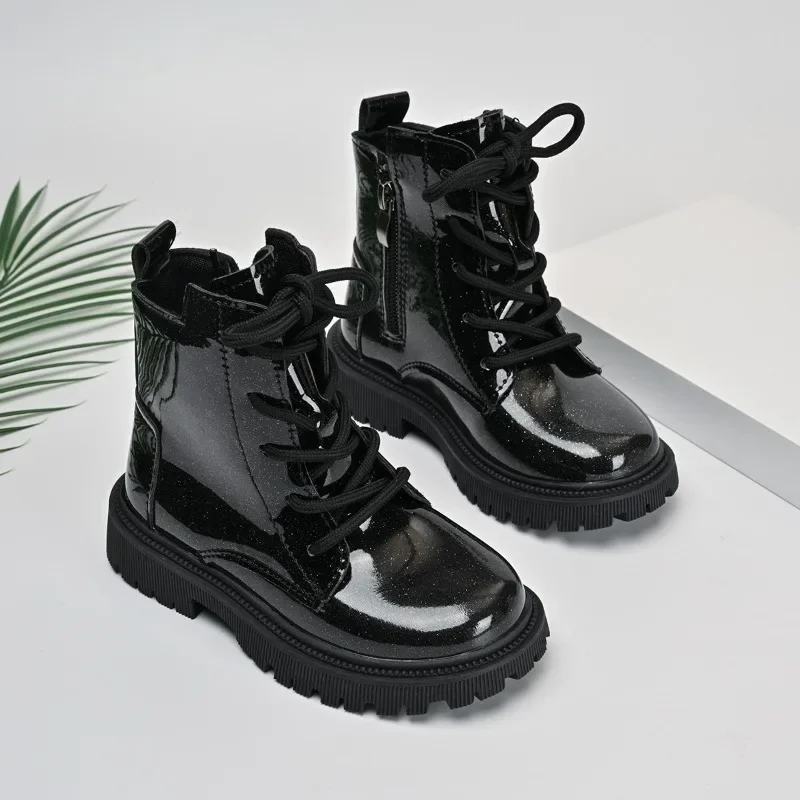

Children Ankle Boots Round Toes Soft Bottom Kids Leather Boots Fashion Trend 2025 Autumn New Girls Princess Boots Non-slip Sweet