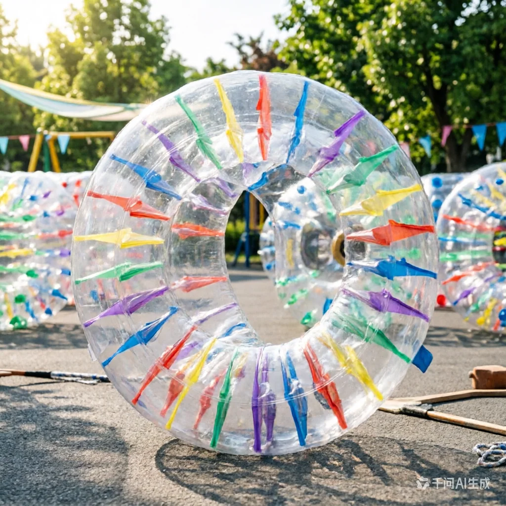 Inflatable Water Roller for Kids Adults, PVC Rainbow Zorb Ball for Pool Beach, Large Land Walking Wheel for Outdoor Park Games