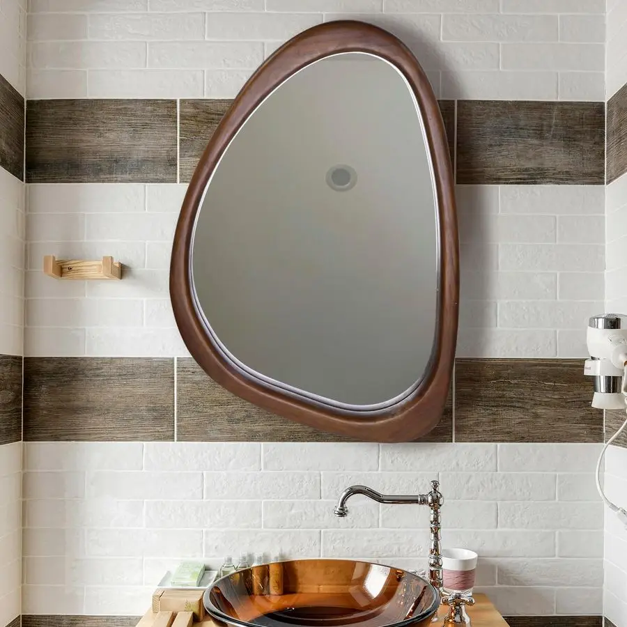 

Wall Mirror, 20 x 30in Wooden Frame Asymmetrical Mirror, Large Home Decor Wall Mirrors, Hanging Vertically and Horizontally