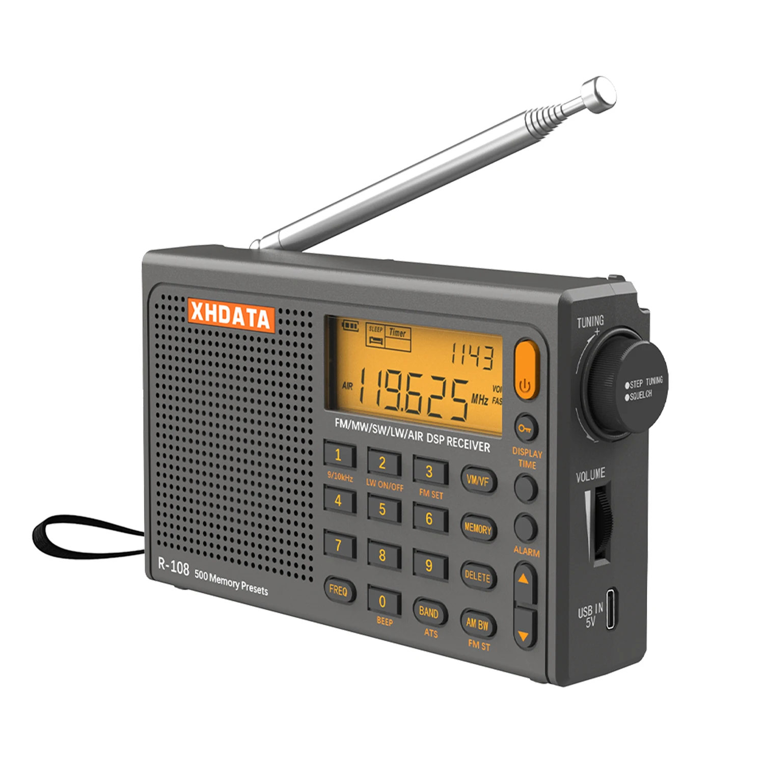 XHDATA R-108 デジタルポータブルラジオ FM LW SW MW
