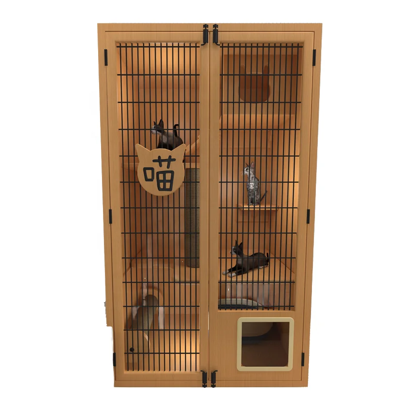 Luxury cat villa furniture with spacious pet house and exercise bar