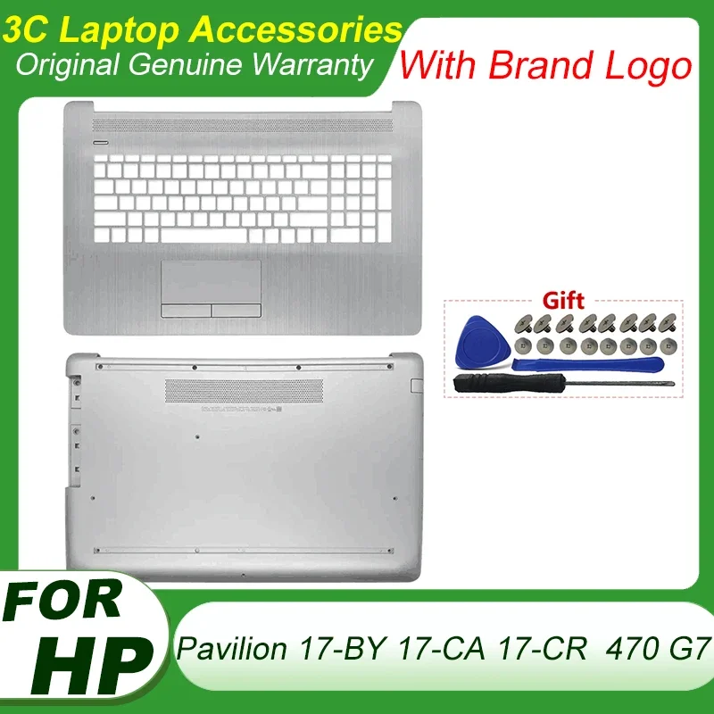 

For HP Pavilion 17-BY 17-CA 17-CR 17Q-CS 17Z-CA 470 G7 Laptop Palmrest Top Cover Keyboard Case Bottom Base Case Silver 17.3"