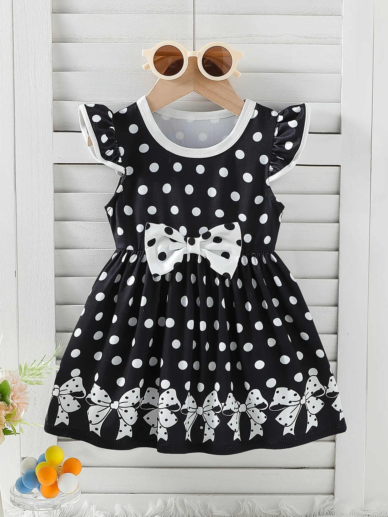 

Летнее милое платье для девочки в горошек с бантом — элегантный нежный стиль принцессы для повседневных образов, подарок на День святого Валентина/День рождения