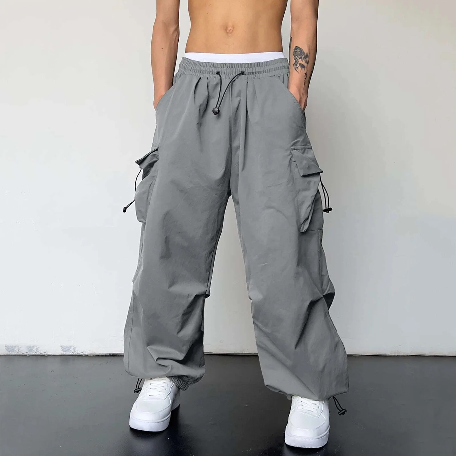 Pantalones Cargo Hombre Harajuku Parachute Pants Men Streetwear Y2k Hip Hop Joggers Baggy Autumn Casual Sweatpants Techwear