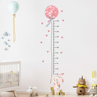 New Creative Countryside Style Pink Balloon Rabbit Small Animal Height Gauge Removable Stickers Bathroom Room Bedroom Wall Ceram