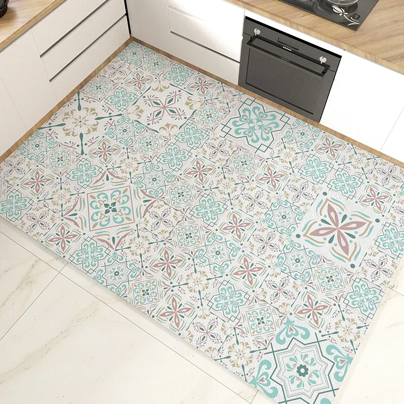 Kitchen Carpet Large Leather Rug Waterproof Pvc Floor Mat Home Decoration Oil-proof Area Rugs Big Size Foot Mats Alfombra Cocina