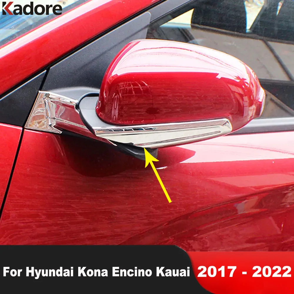 

For Hyundai Kona Encino Kauai SUV 2017-2019 2020 2021 2022 Carbon Fiber Car Front Pillar Rearview Mirror Cover Trim Accessories