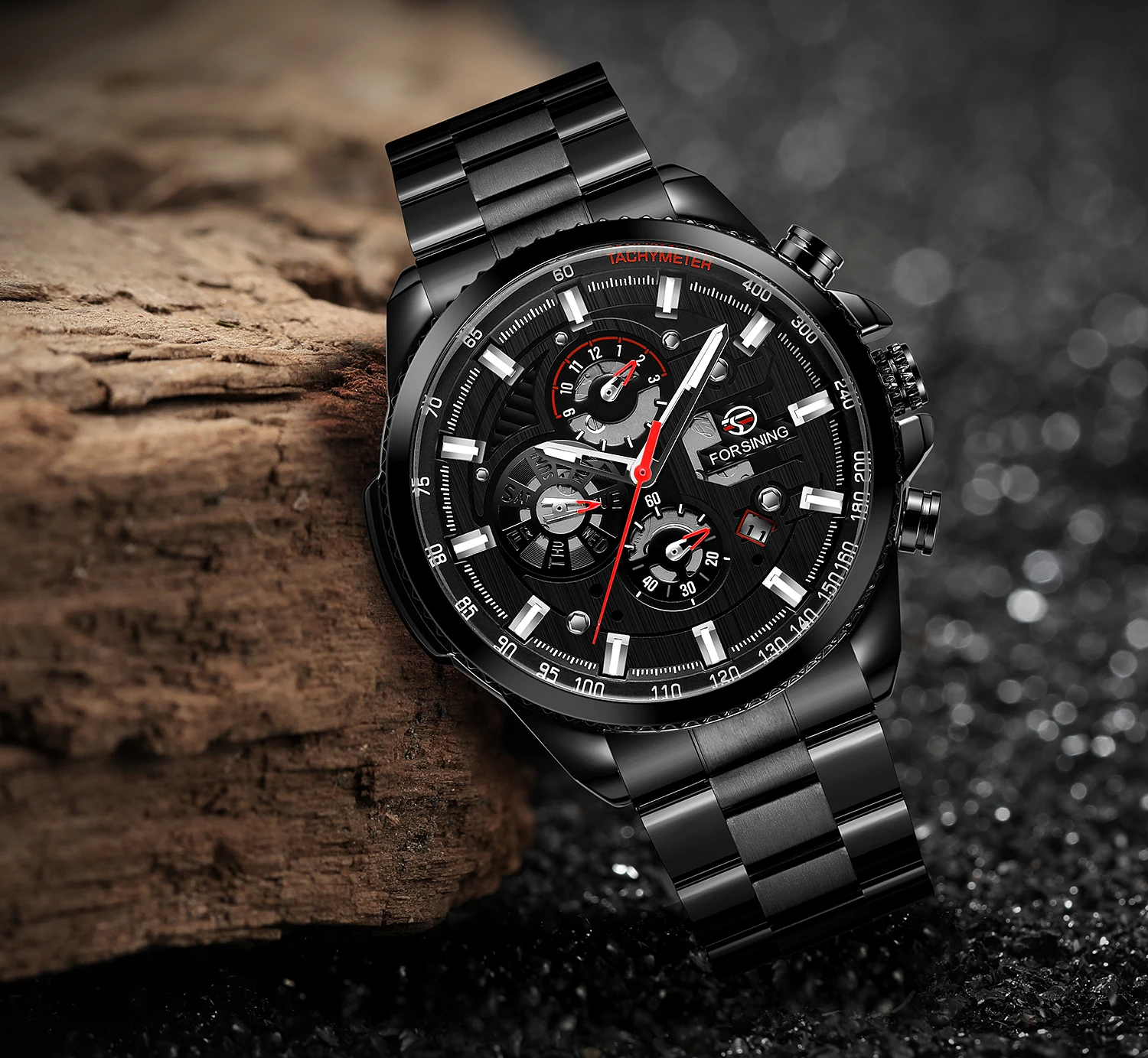 

FORSINING Деловые мужские часы Автоматические механические многофункциональные часы с дисплеем недели и календарем Светящиеся спортивные наручные часы Hombre Relojes