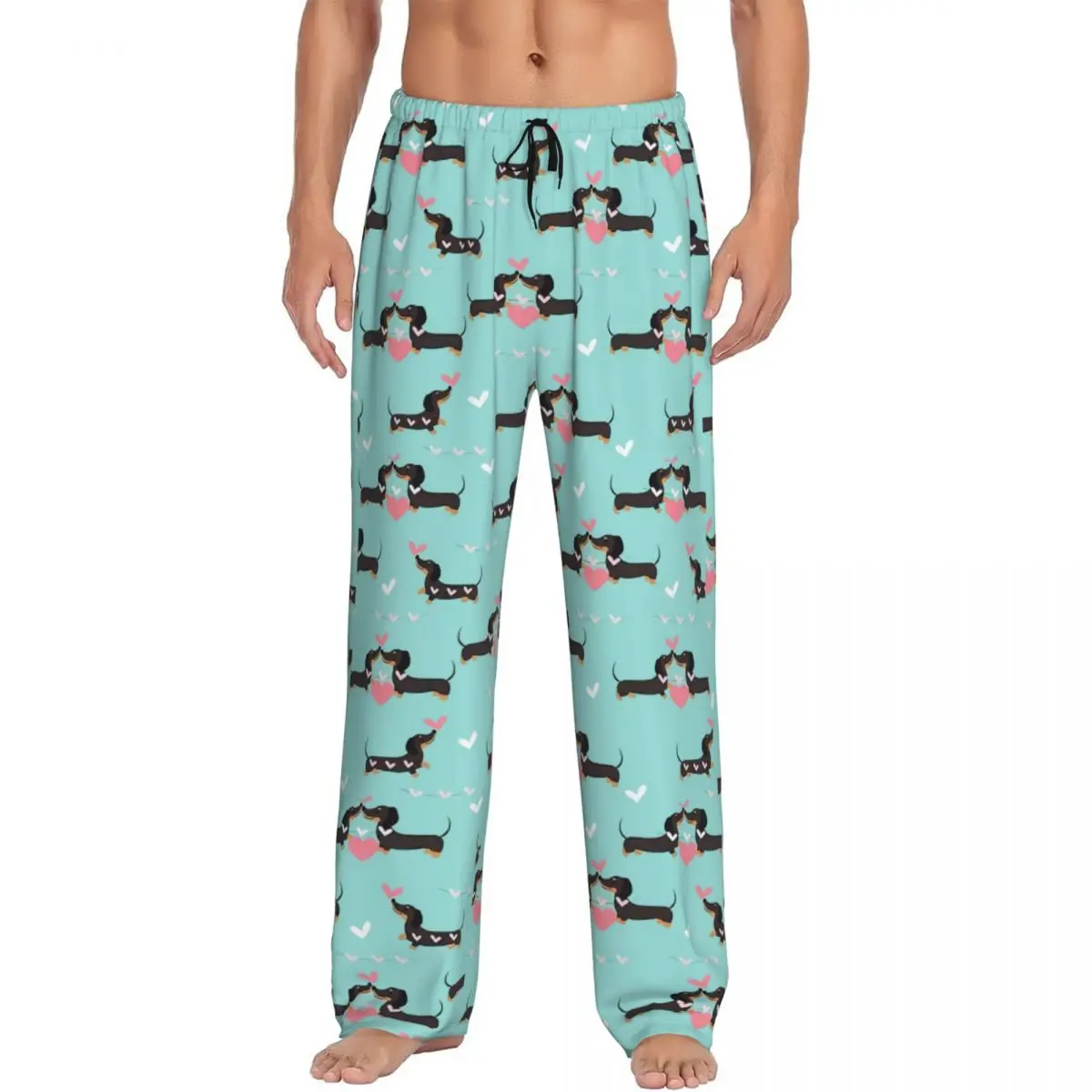 

Custom Dachshund Dog Pajama Pants Men Sausage Dogs Sleepwear Lounge Sleep Bottoms Stretch with Pockets