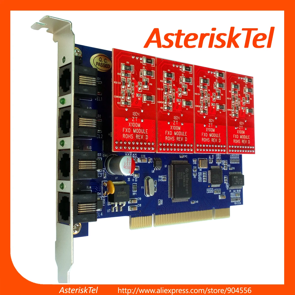 Asterisk card TDM400P with 4 FXS/FXO Modules for IP Phone System Asterisk Issabel FreePBX VitalPBX Free PBX FreeSwitch