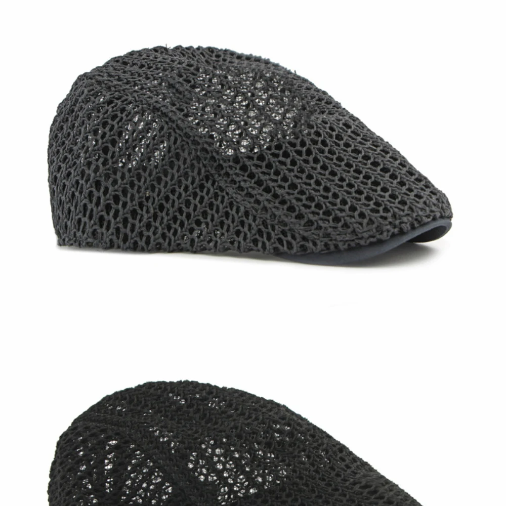 HT5098 Herren- und Damen-Baskenmützen für Frühling und Sommer, Atmungsaktive Künstler-Baskenmütze mit Lochmuster, Verstellbare Baskenmützen – Detail 7