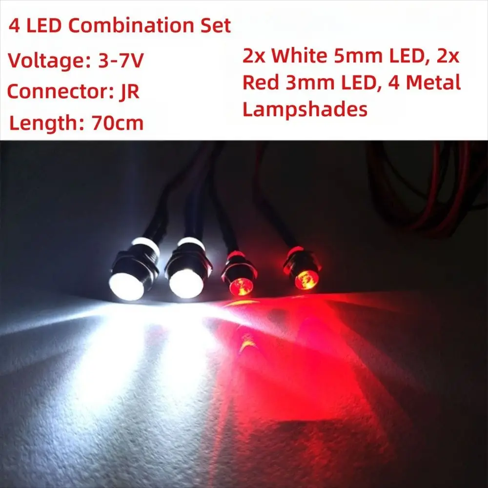 New 2 / 4 / 6 / 8 Lights RC LED Light 70cm Lenght Red White Lights Night Headlamps 3/5mm Headlights Model Drift Crawler Car