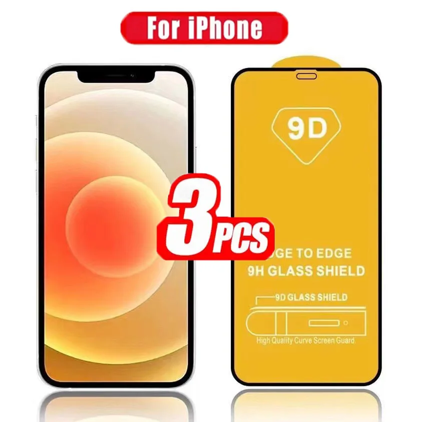 

3PCS Tempered Glass for iPhone 15 14 13 12 11 Pro Max Mini Screen Protector on iPhone X XS Max XR 11 12 13 14 15 Plus Glass Film