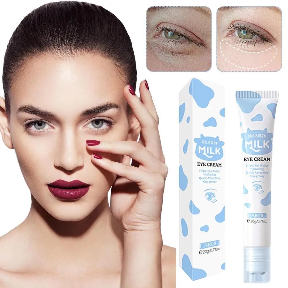 Laikou Milch Augen serum Augen rollen massage Vitamin C Feuchtigkeit creme Säure pflegende Haut 20g Hyaluron Augen pflege beutel u4q5