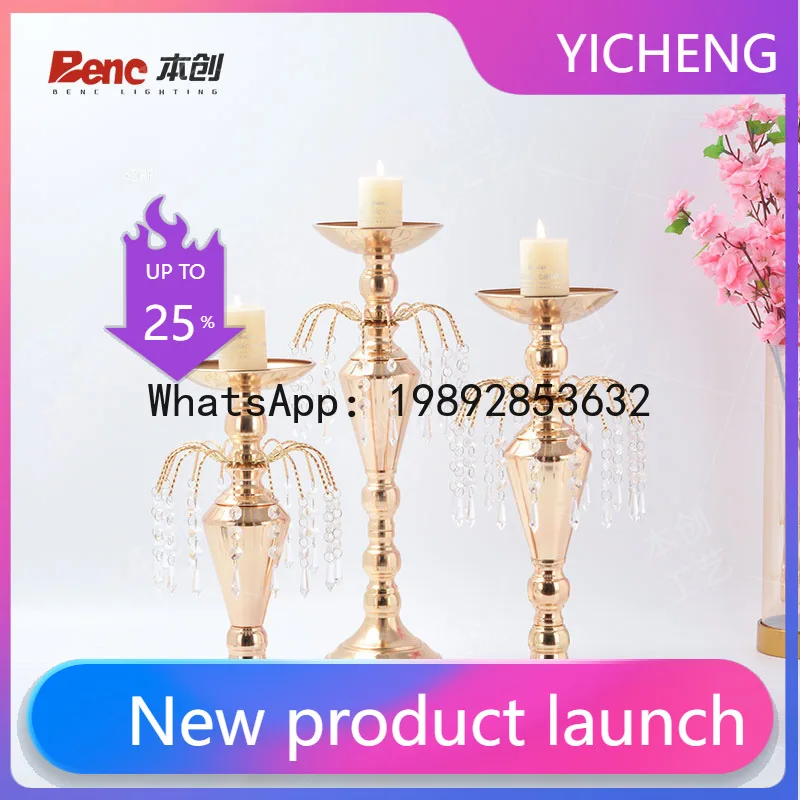 

PYJ light luxury crystal wedding props home decoration gold candlestick metal handicraft ornament