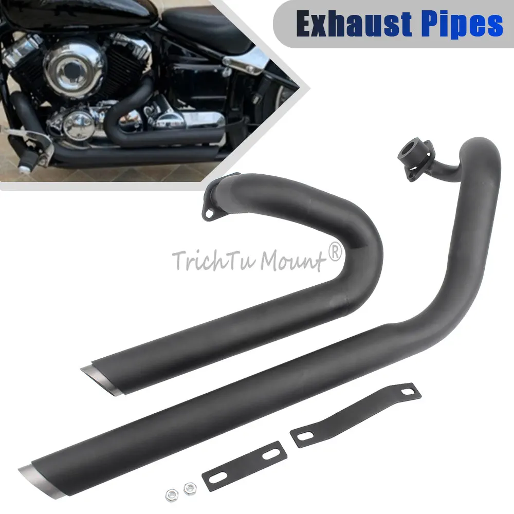 2Pcs Full Exhaust System Muffler Steel Exhaust Pipes For Yamaha V Star 650 XVS650 Street Upgrade Motorcycle Accessories
