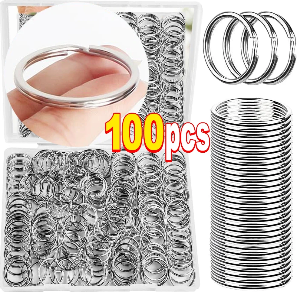 10-50pcs Stainless Steel Key Rings Polished sliver Round Flat Line Split Keyring for Jewelry Making Keychain DIY Finding 25-35mm