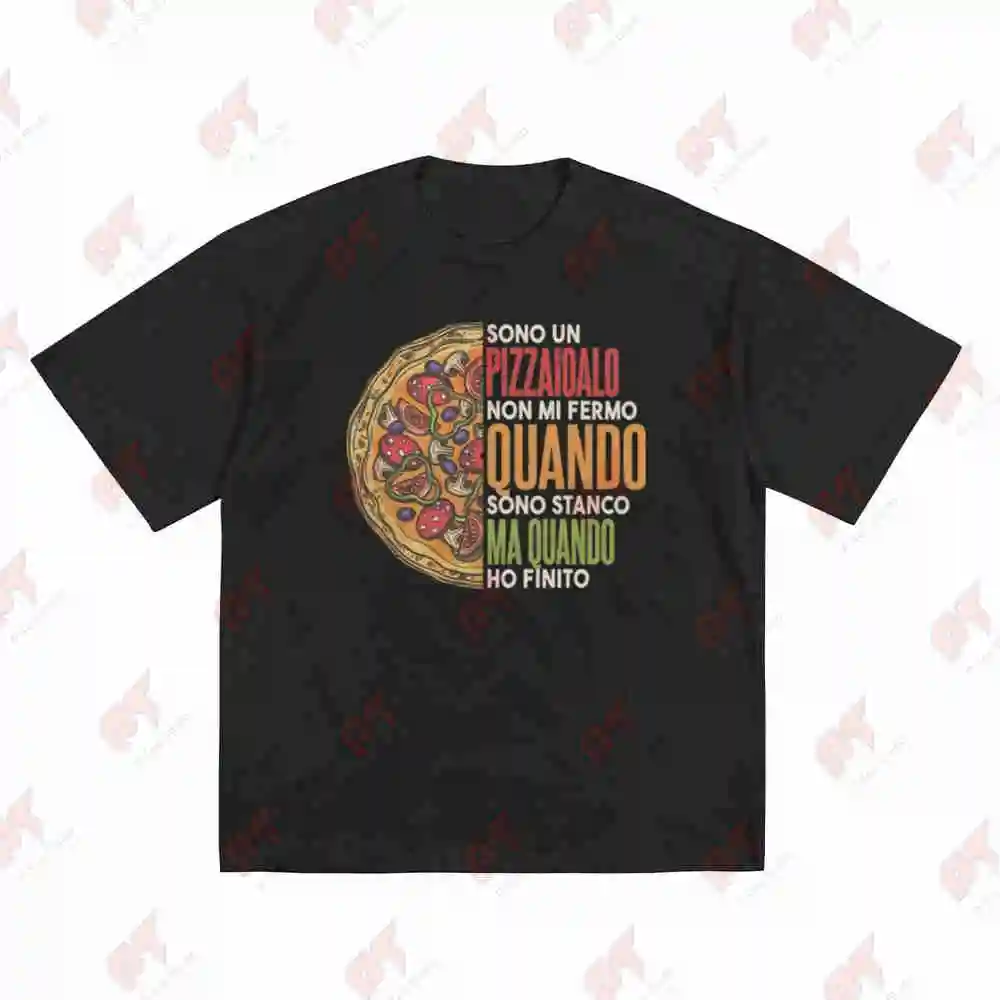 Funny Italian Pizza Maker Pizzaiolo Chef Design Slogan Short Sleeve Tee 100% Cotton T-Shirt