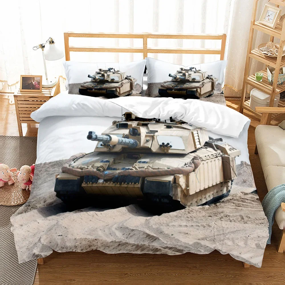 Military Tanks Duvet Cover Set King Queen Double Full Twin Single Size Boys Bed Linen Set