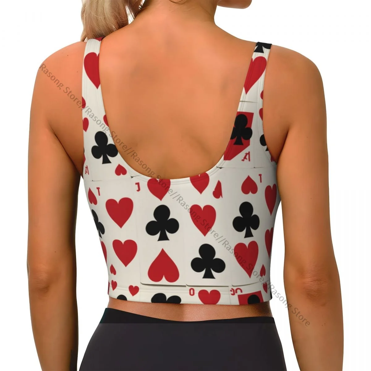 Women Sexy Sports Vest Card Suit Clubs Tambourines Spades Female Streetwear Sport Lingerie Tee Crop Top