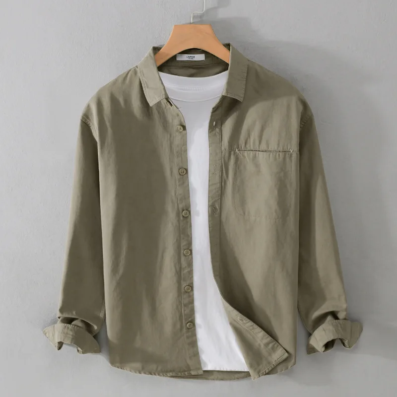 

Мужская свободная посадка Long Sve Cotton irt, повседневная осенне-весенняя модная верхняя одежда, молодежная удобная рабочая одежда, топ