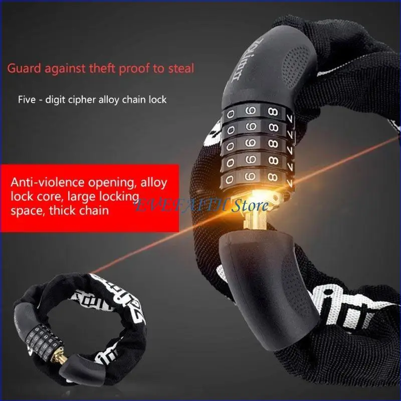 124B Blocco resistente alla motocicletta con blocco della catena per bici da bici da bici da ciclismo antifurto