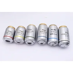 Lente objetivo de Microsocpe acromático Silver Plan Infinity, objetivo 4X, 10X, 20X, 40X, 60X, 100X para microscopio Olympus, rosca RMS