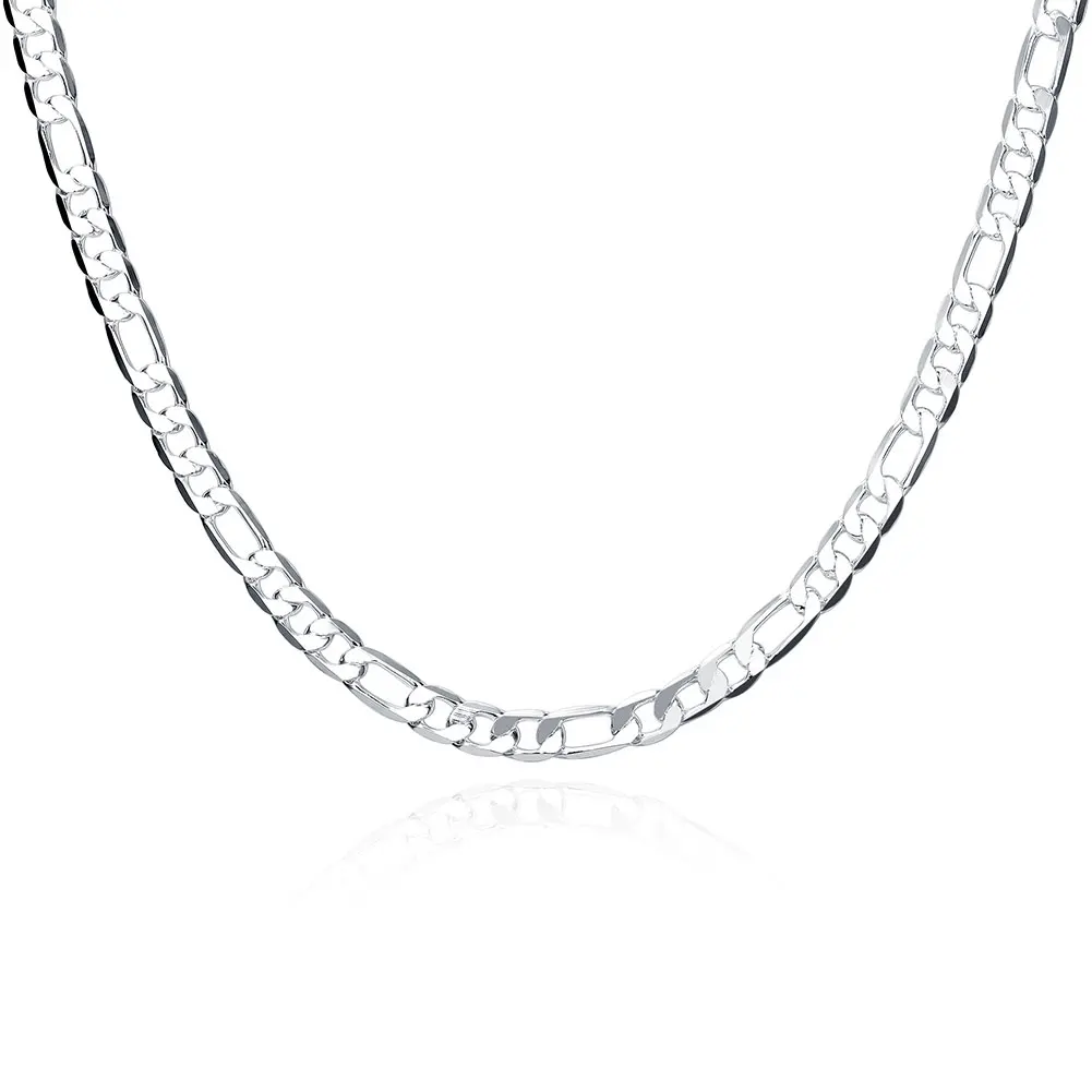 Gorąca wyprzedaż! Srebrny naszyjnik próby 925, łańcuszek typu Cuban link, klasyczna biżuteria 40-60 cm dla kobiet i mężczyzn, modny prezent na Boże Narodzenie. — zdjęcie 2