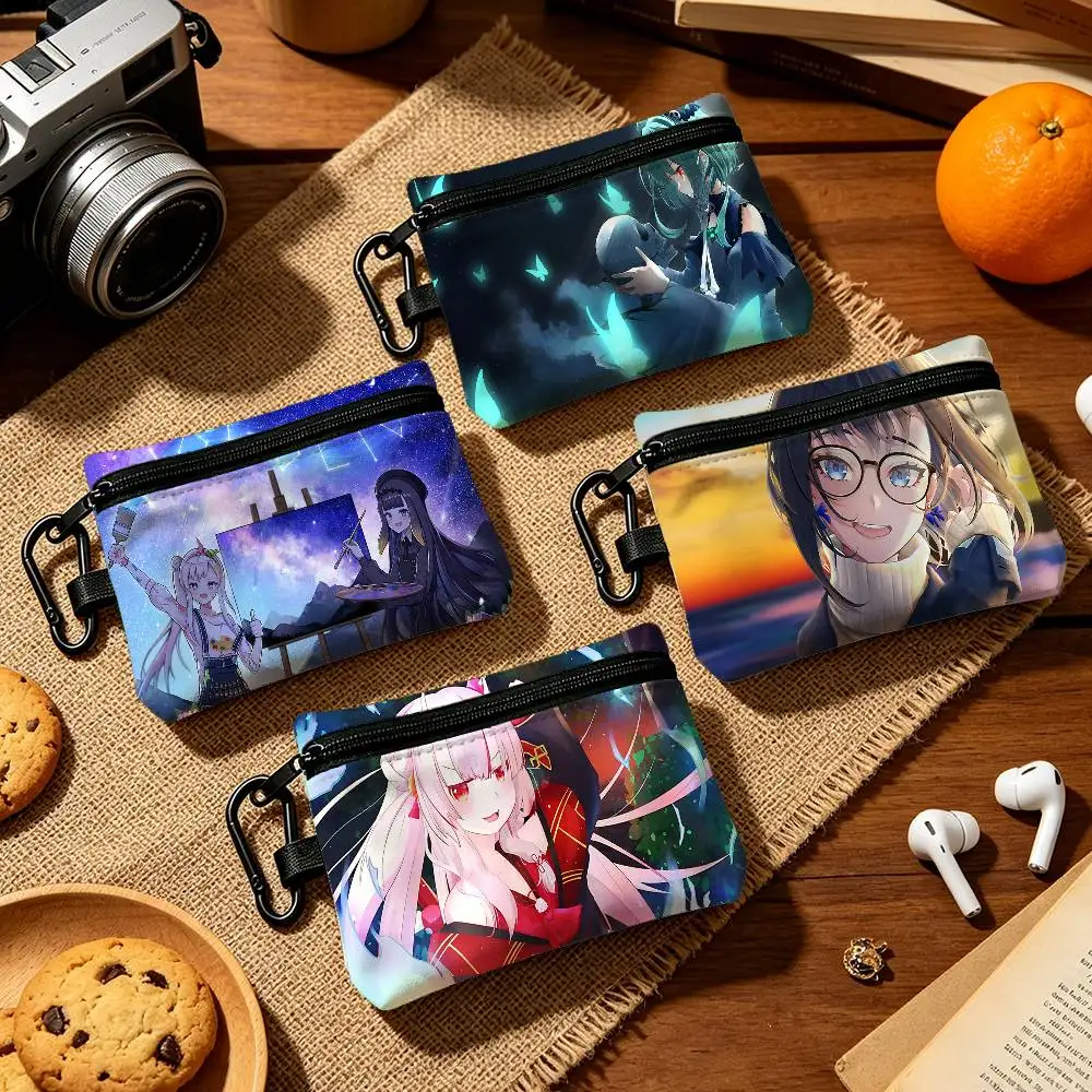 H-Hololive Cartoon Fashion Wear-resistant Oxford Cloth Coin Purse Portable Backpack Hanging Card Storage Bag