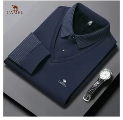 Spring And Autumn Men's Street Fashion Lapel Button Solid Color High-End Leisure Comfortable Sports Long-Sleeved polo Shirt