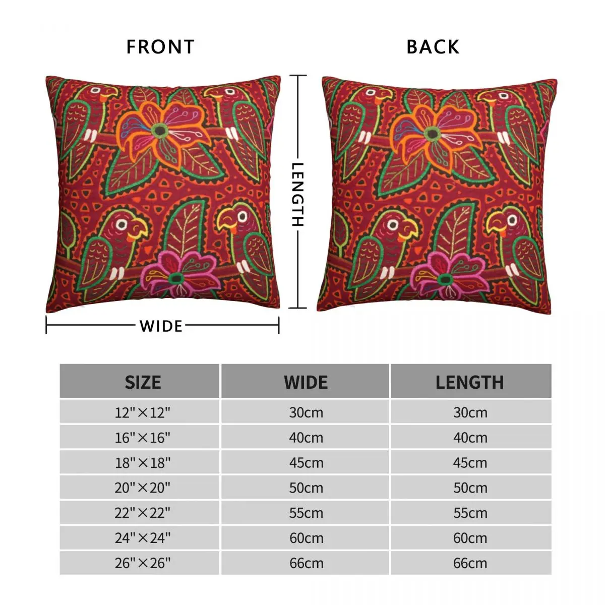 Mola De Panama Kuna Square Pillowcase Polyester Linen Velvet Pattern Zip Decor Throw Pillow Case Room Cushion Cover