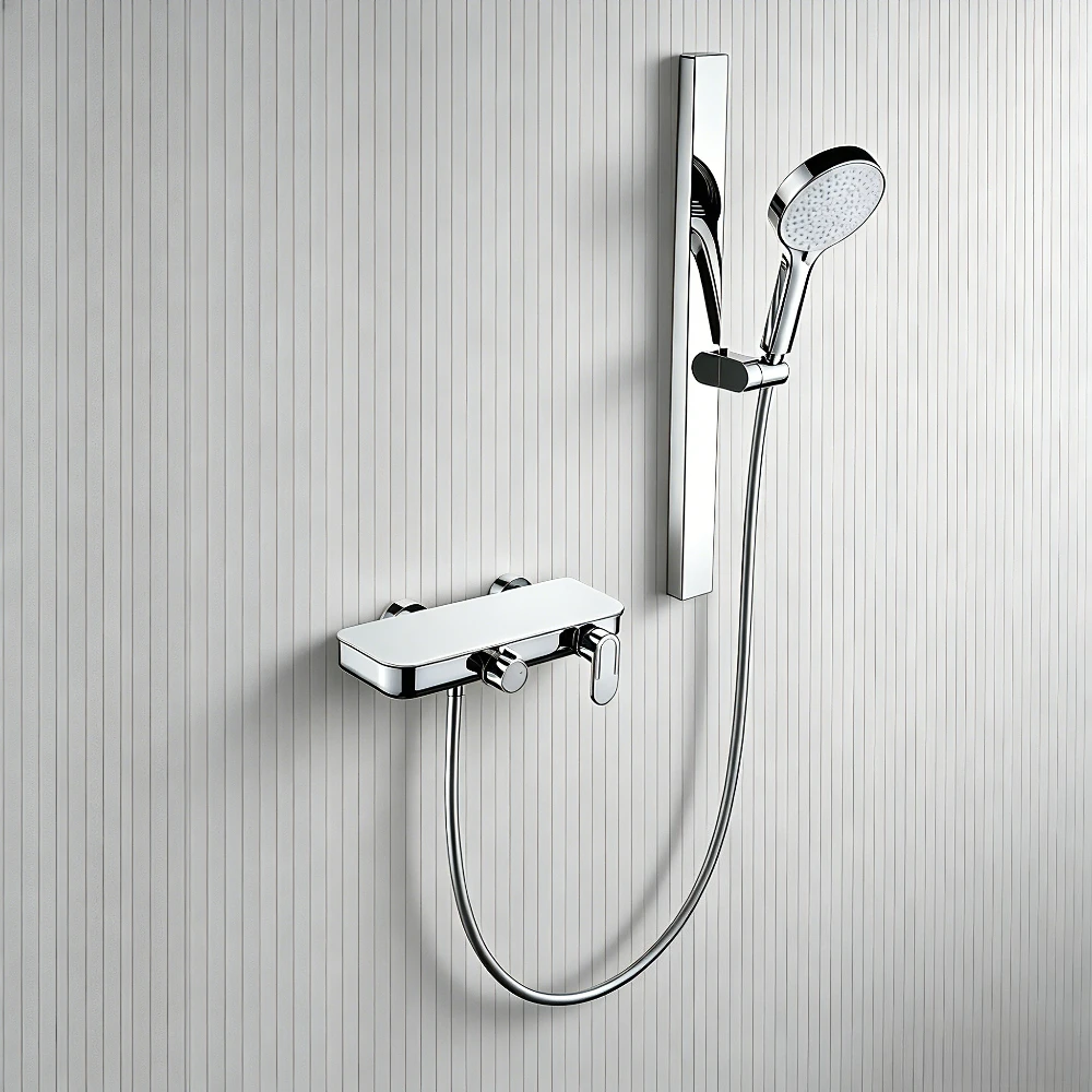 Two Ways Water Outlet Shower System Set Wall Mounted Bathroom Shower Faucet Set Rainlfall Pressurized Bathroom Shower Set