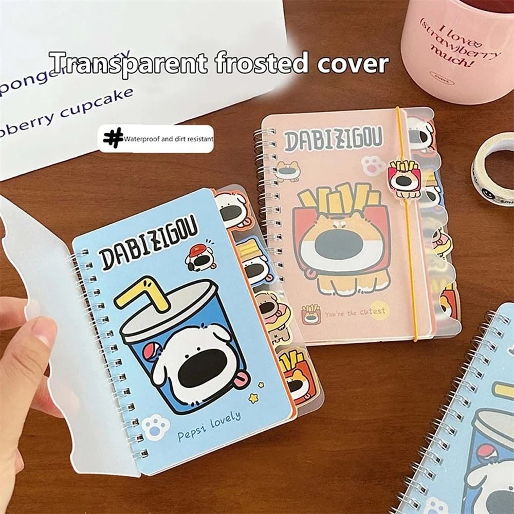 Creative Stationery Cartoon Dog Coil Notebook 80 Inner Pages Memo Pads Mini Notepad Rollover Dog Pocket Planner Diary