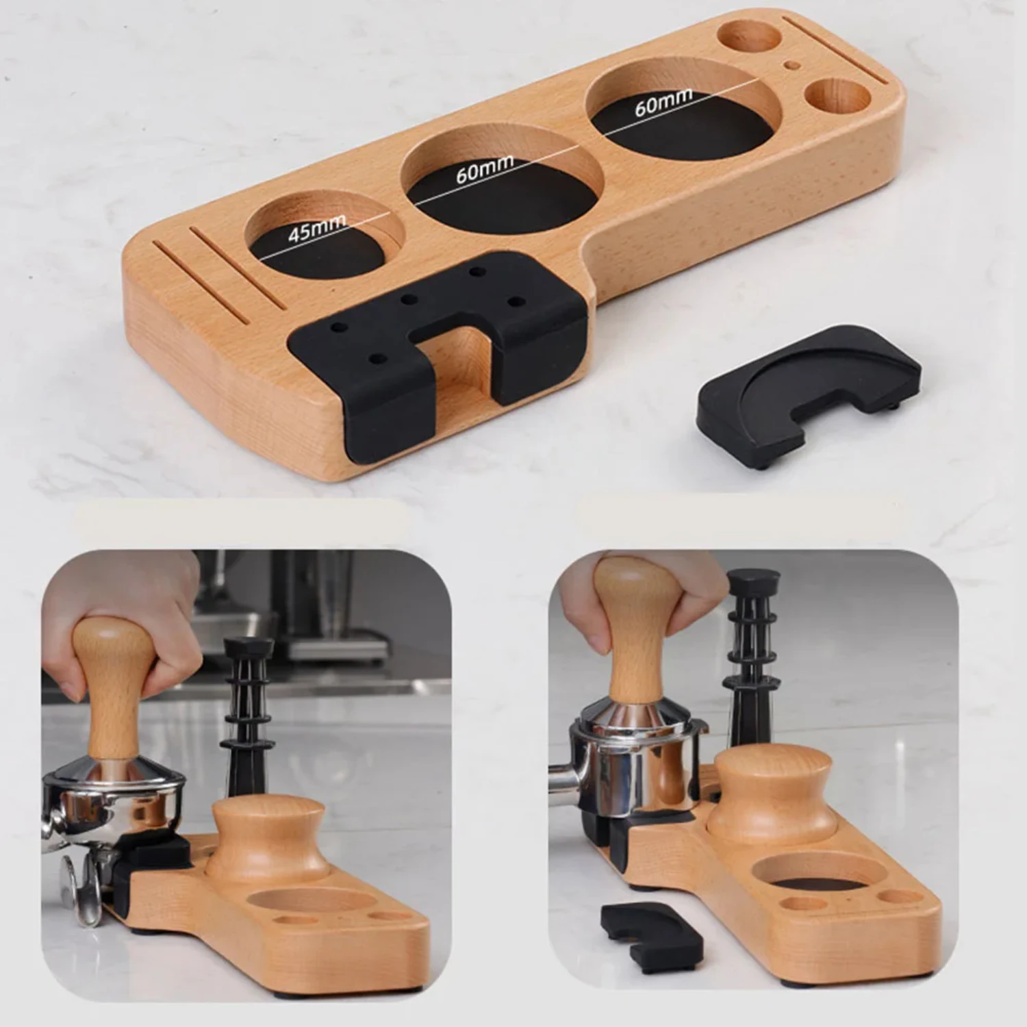 25cm Coffeeware Portafilter Tamper Stand Teaware Pine Wood  Portafilter Organizer Coffee Lever Tool Tamper Mat.