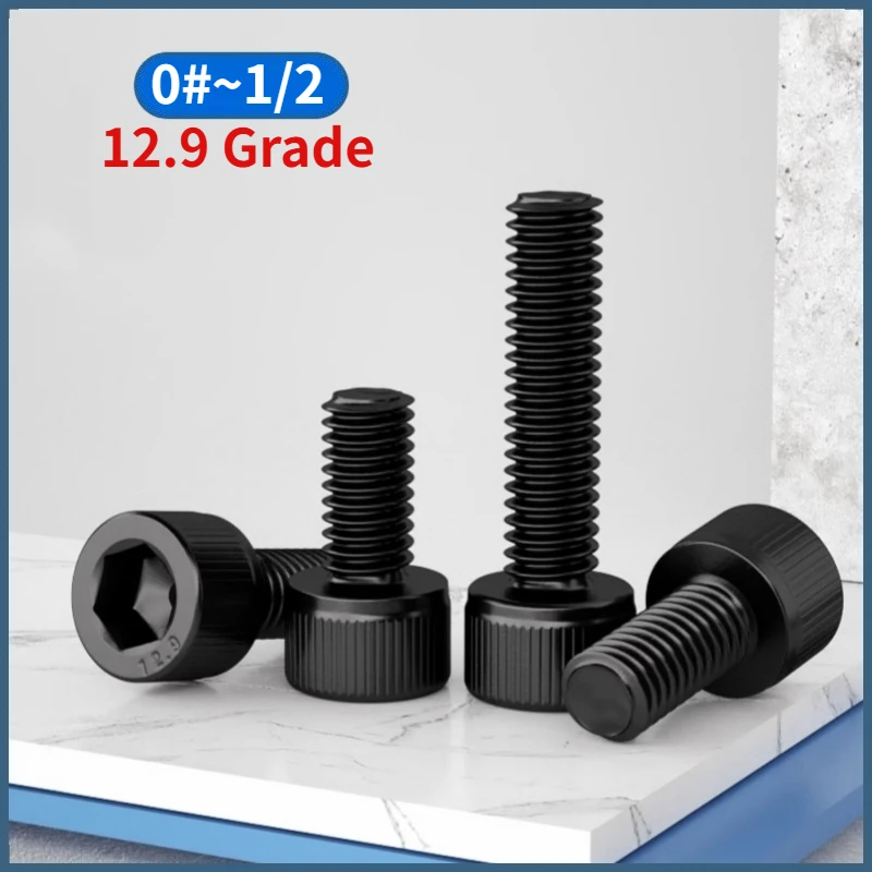 UNC UNF 0#-80 2#-56 4#-40 6#-32 8#-32 10#-32 1/2-13 12.9 Grade Carbon Steel Hexagon Hex Socket Cap Head Screw Allen Bolt