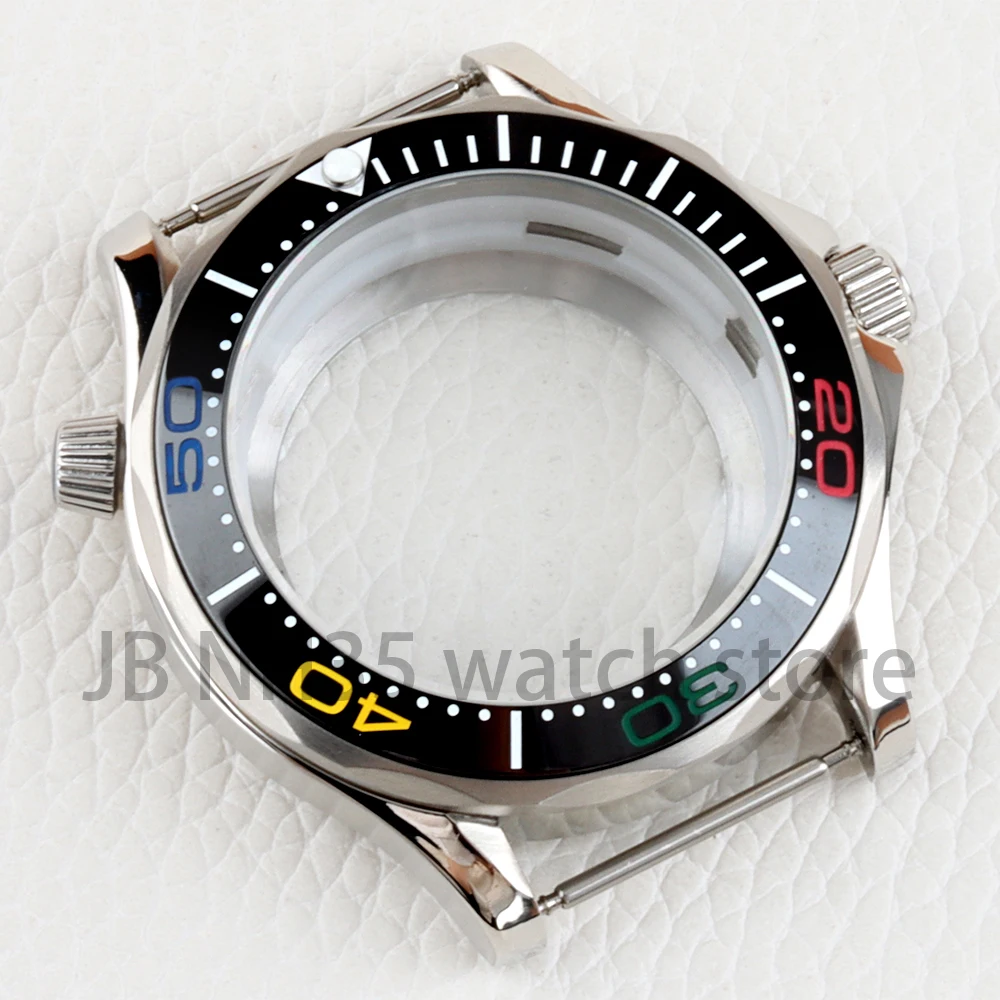 41mm Silver NH35 Watch Case Stainless Steel Fit Seiko NH35 NH36 Automatic Movement 31mm Dial Seamaster 300 Case Watch Parts image 3