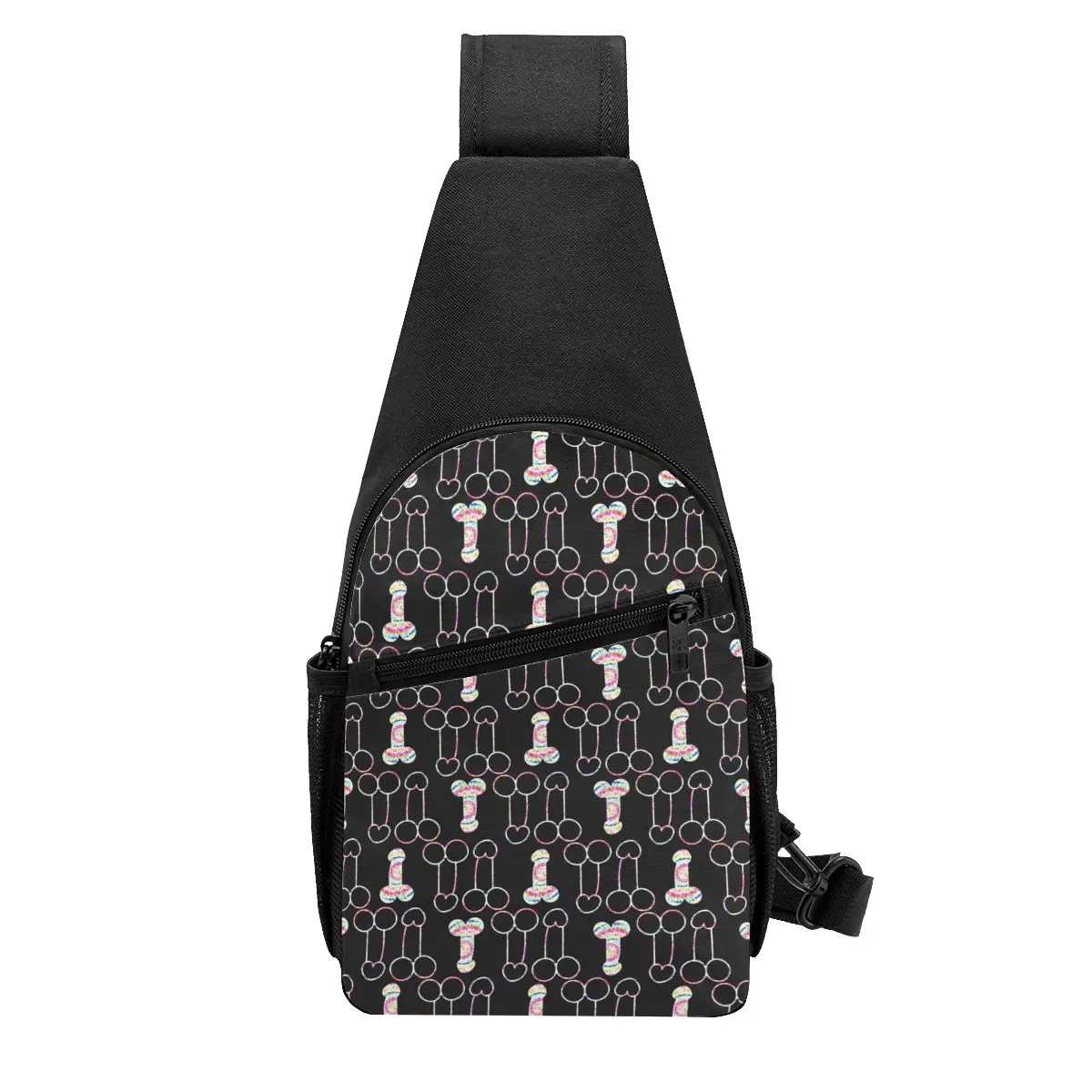 Tie Dye Penis Pattern Chest Bag Men Sling Crossbody Backpack Chest Bag Traveling Hiking Daypack Shoulder Bag