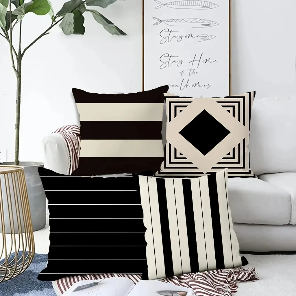 Home Decor Modern Black and White Geometric Pattern Pillows Pattern Cushion Cover Suitable for Sofa Bedroom Car Pillow Cover
