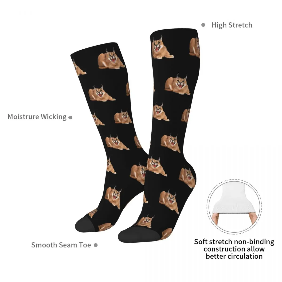 Big Floppa Animal Cat Socks Harajuku High Quality Stockings All Season Long Socks Accessories for Unisex Gifts