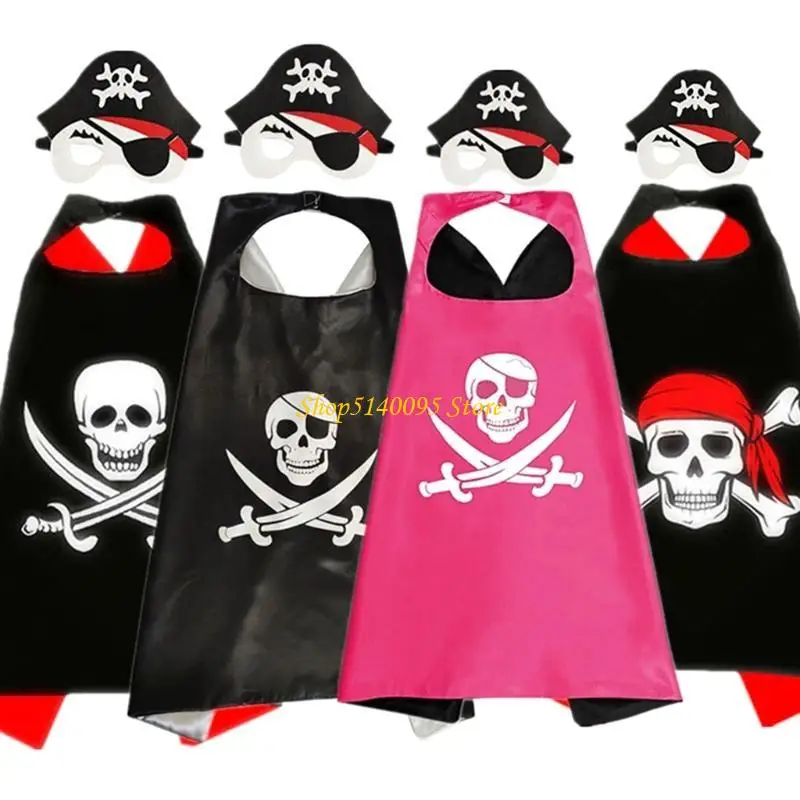 DXAE PIRATE Kostuum voor kinderen, kinderpiratencosplay set piratencapes en masker