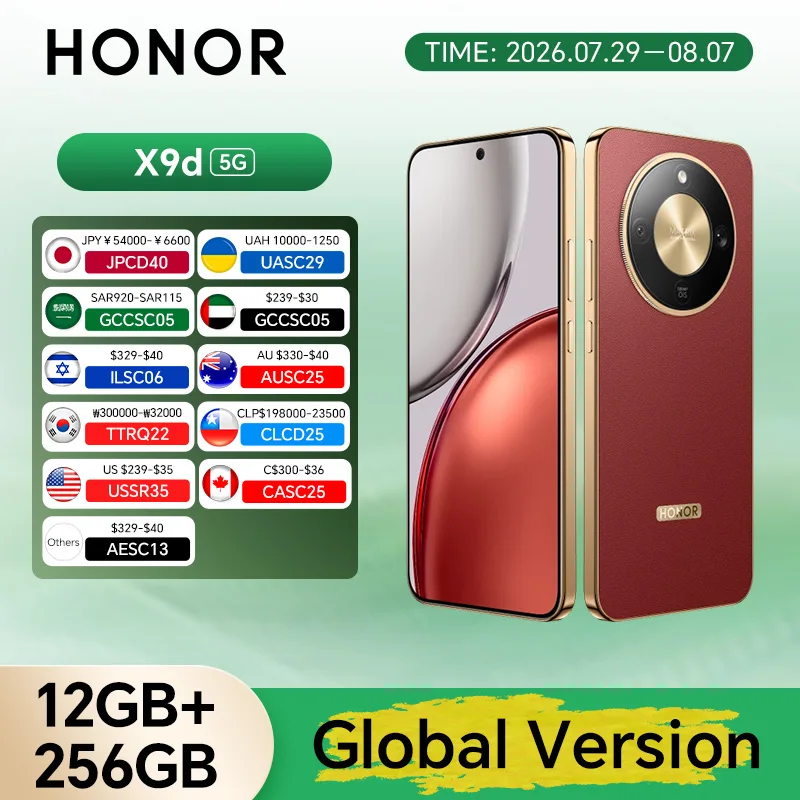Original Global Version HONOR X9d 12GB+256GB 5G Smartphone 6.79'' 120Hz Screen 108MP AI Camera 8300 MAh 66W Super Charging