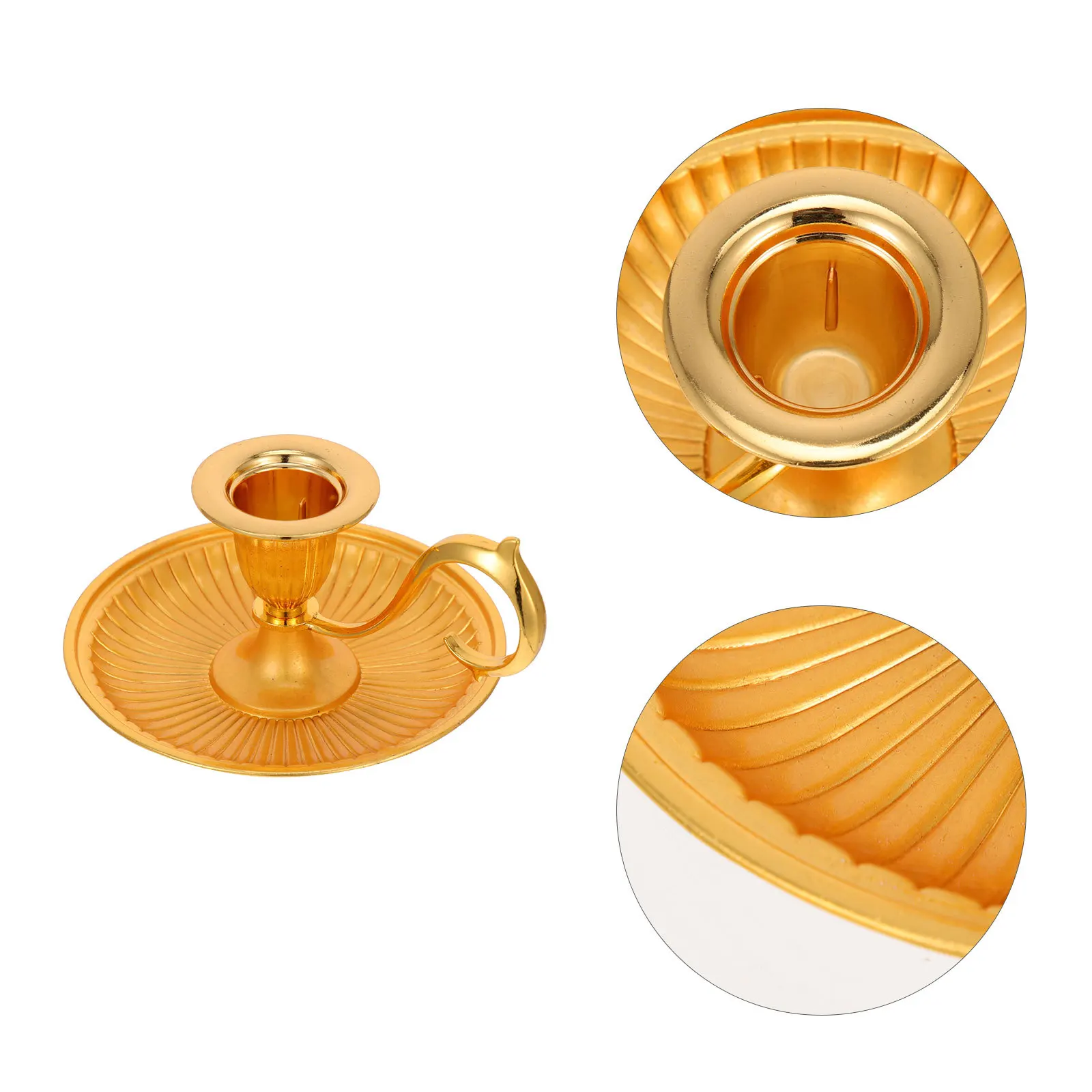 

Metal Taper Holder Vintage Retro Candlestick with Handle for Home Decor Tabletop Party Festival Candlelight Decoration