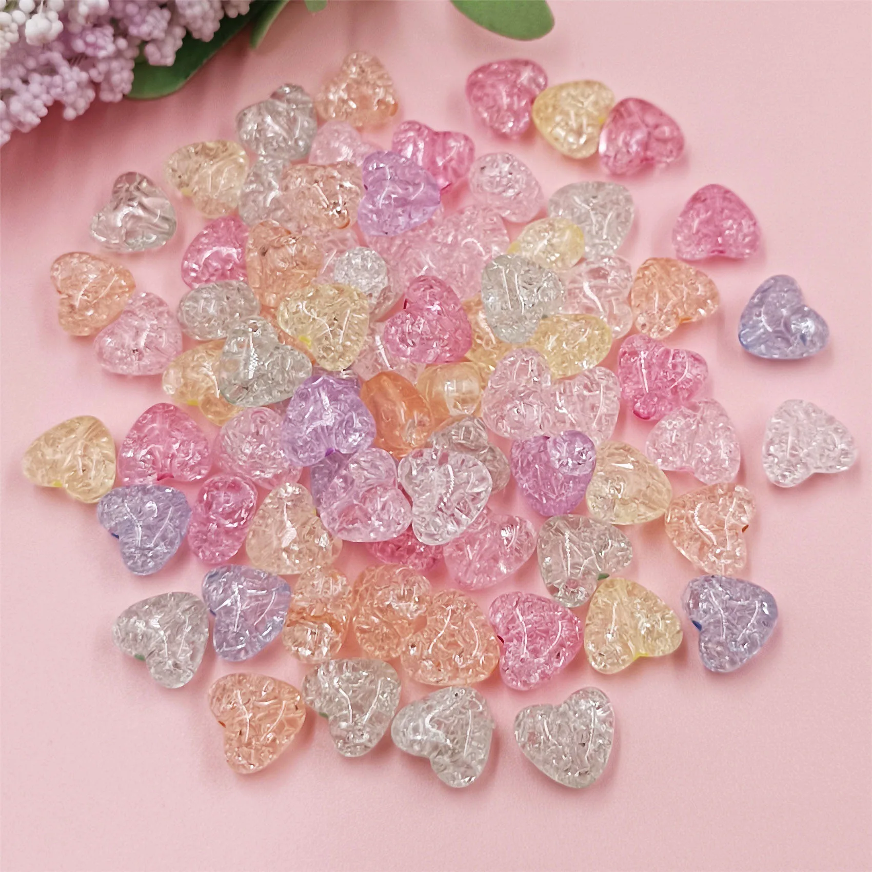 20PCS  9.8*11mm Charms Crack Handing Craft DIY Beads Heart Shape Jewelry Accessories Loose Beads For Jewelry Making