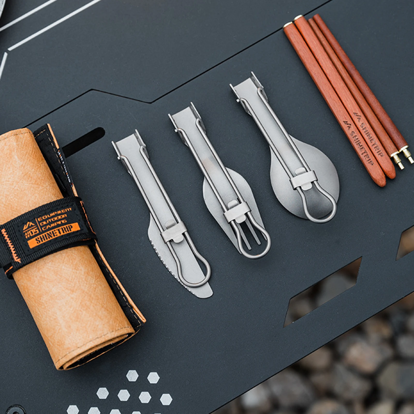 Camping Cooking And Eating Set - Titanium Camping Utensil Set Corrosion Resistant