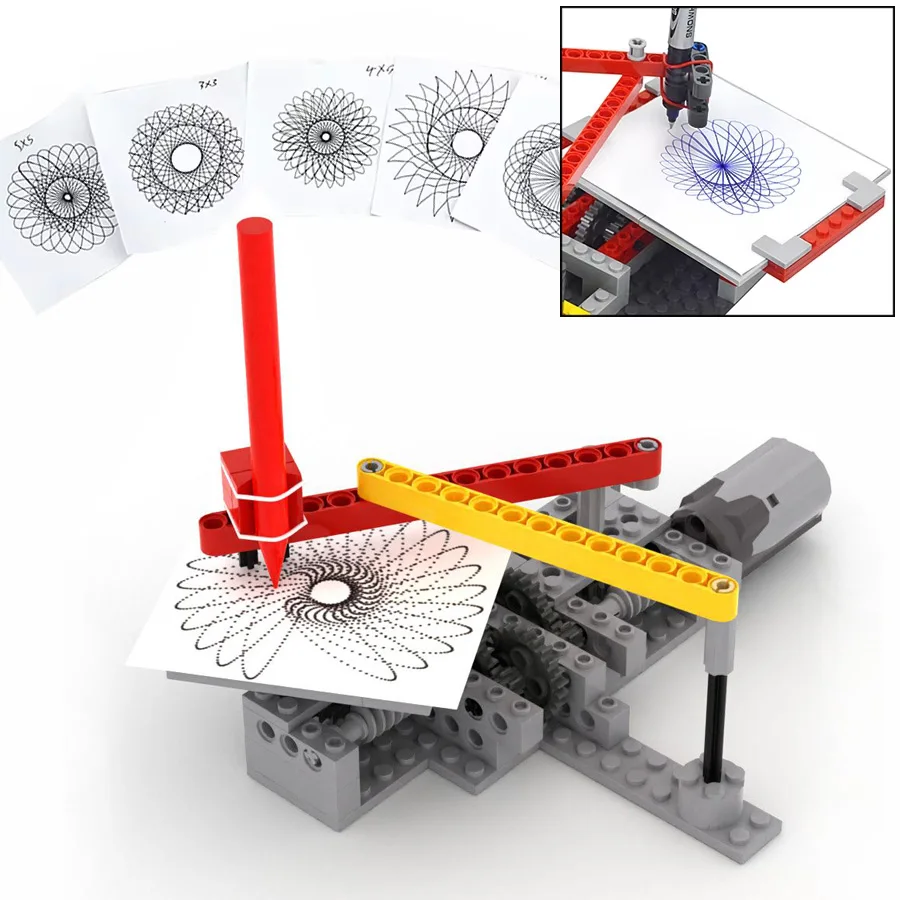 

Electric Drawing Machine Model Building Blocks MOC Plotter Bricks Drawings Technical puzzle toys for children