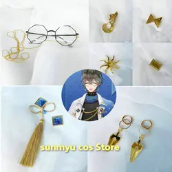 Vtuber Hololive Ike Eveland Luxiem Cosplay Glasses Brooch Earrings Vtuber Ike Eveland Cosplay Accessories Props
